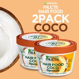Kit Garnier Fructis Hair Food Coco 2 pack de mascarilla Reparación, ideal para pelo dañado