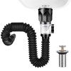 Hshenjhu Sink Drain Fitting Kit, Siphon Sink Set with Pop-Up