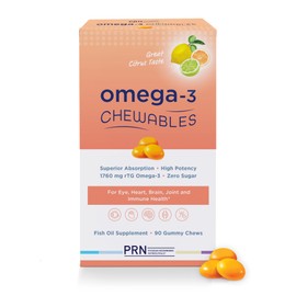 Omega 3 Gummy Chewables - 90 Gel Chews, 30-Day Supply, Citrus Flavor - 1760mg Ultra-Pure rTG Omega 3 for Eye, Heart, Brain, Joint & Immune Health