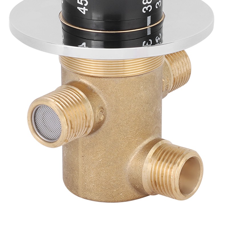 G1/2in 3 Way Brass Thermostatic Mixing Valve Faucet Temperature Mixer