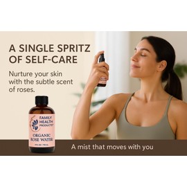 Organic Rose Water Spray for Face, Hair & Body – 100% Pure Agua de Rosa Mist Toner – 4oz – Family Health Products