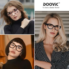 DOOViC 3 Pack Oversized Reading Glasses for Women Oprah Style Square Stylish Blue Light Blocking Anti Eyestrain Womens Readers 1.0 Strength