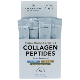 AMANDEAN Collagen Peptides Powder Packets | 30 Individual Stick Packs | Grass-Fed Hydrolyzed Collagen Protein | Unflavored, Easy to Mix | Travel Friendly | Promotes Healthy Gut, Skin, Hair, Nails.