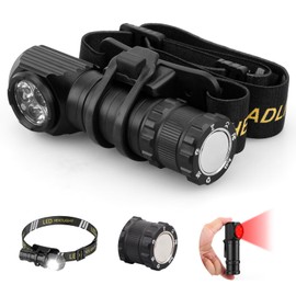 Spriak High Lumens LED Rechargeable Headlamp for Adults - Hard Hat Light Running Head Lamp with Red Light, Magnet, 180° Tilt, 7 Modes, Detachable Flashlight & Headband, Outdoor, Emergency Use 1PC
