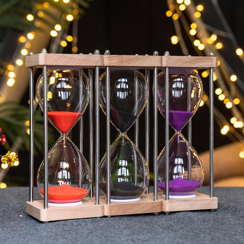 Large 60 Minute Hourglass, with Transparent Glass & Natural Oak