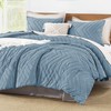 Litanika King Comforter Set Grayish Blue, 3 Pieces Lightweight Tufted