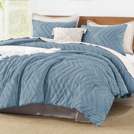 Litanika King Comforter Set Grayish Blue, 3 Pieces Lightweight Tufted Solid Bedding Sets, Down Alternative Comforter Fluffy Bed Set Gift Choice