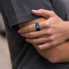 Bestyle Black Men Signet Ring-8mm*8mm Blue Topaz Sapphire Gemstone Ring