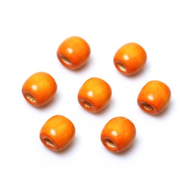 110Pcs Orange Painted Maple Wood Beads 10mm Large Hole Round Wooden Spacer Macrame Beads for Jewelry DIY Crafts Making, 17x 16mm