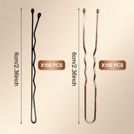 SAIIURV 200 Pieces Bobby Pins 6 cm, U-Shaped Hair Pins, Metal Hair Pin, Updo Accessories Hair Pin, Hair Accessories, Bun Pins for Women Girls Hair Styling (Black, Brown)