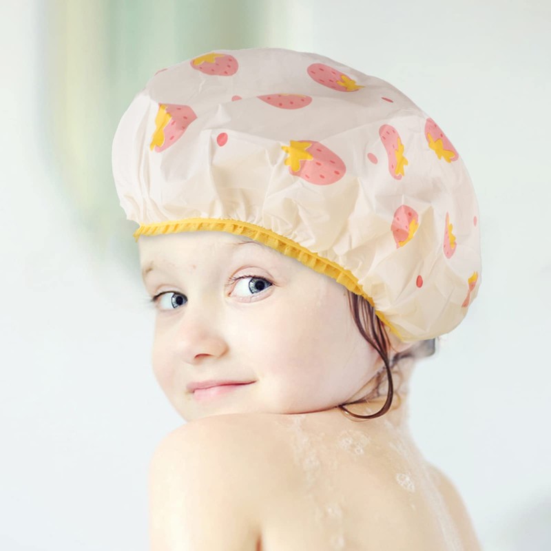 Waterproof Shower Caps, 3 Pcs Plastic Reusable Shower Caps Elastic