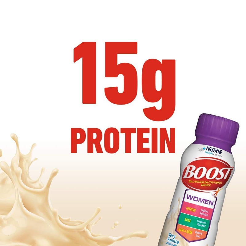 BOOST Women Balanced Nutritional Drink, Very Vanilla, 8 Ounce Bottle