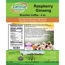 Raspberry Ginseng Brazilian Coffee (Gourmet, Naturally Flavored, Whole Coffee Beans) (4 oz, ZIN: 567903) - 2 Pack