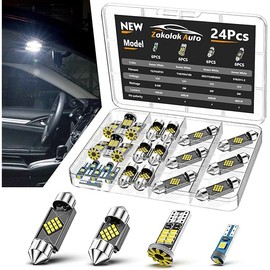 24PCS LED Interior Car Lights, Extremely Bright 6500K White LED Bulb Kit, Applicable to Dome Map Door Lights and Other Parts Replacement for Your Cars, to Help You See Inside The Car at Night