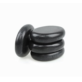 Windfulogo 4pcs Hot Massage Stone Set Natural Lava Basalt Spa Massage Warm Stones Black 2.36 x 3.14 in (6x8cm)