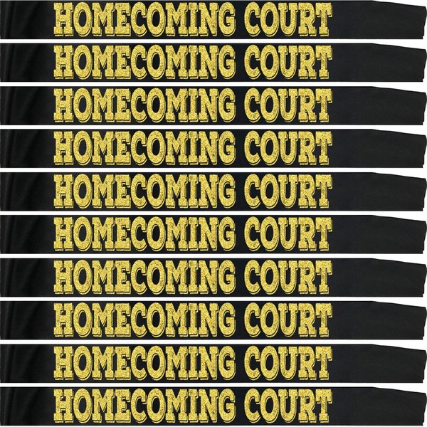 10 Pcs Homecoming Court Sashes with Gold Glitter, Black Homecoming