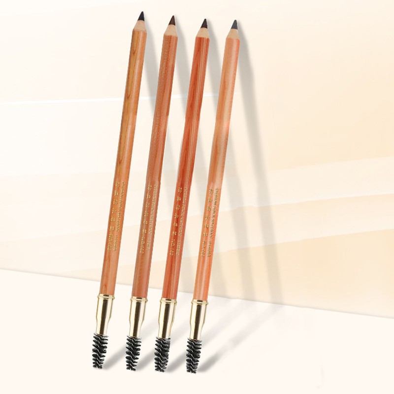 4pcs Eyebrow Pencil Double Head Eyebrow Makeup Pen Wood Handle