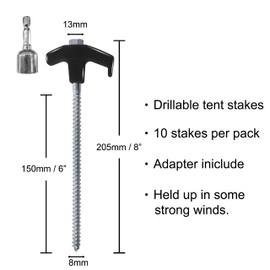 ABCCANOPY Drillable Garden Shed Stakes, Bonus Adapter, tie-Downs, Black