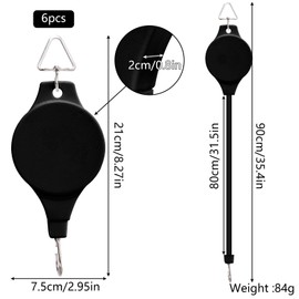 Rthjsfj 6 Pack Plant Pulley Retractable Hanger, Easy Reach Plant Pulley Adjustable Height Wheel for Hanging Plants Heavy Duty, Indoor Outdoor Plant Hanger for Garden Baskets Pots (Black)