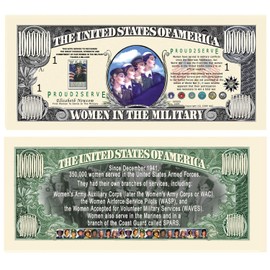 SET OF 5 BILLS-WOMEN IN THE MILITARY COMMEMORATIVE MILLION DOLLAR BILL