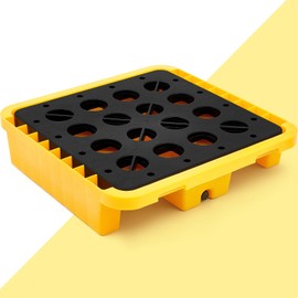 Pinkunn Spill Platform Spill Containment Platform with Grating Stackable Modular Platform with Drain Outlet Modular Platform Pallets Spill Containment Tray (1 Pack,28.35x28.35x6.3")