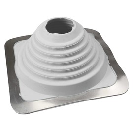 Fasteners Plus #4 EPDM Roof Flashing Boot, Fits Pipe Diameters 2-3/4" - 7" Wide, Includes Square Metal Roof Pipe Flashing, White