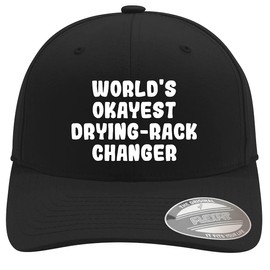 World's Okayest Drying-Rack Changer - Soft Flexfit Baseball Hat Cap, Black, Small/Medium