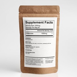 D-Mannose (120 Capsules) - No Additives - 1000mg Per Serving - Cystitis and UTI Support