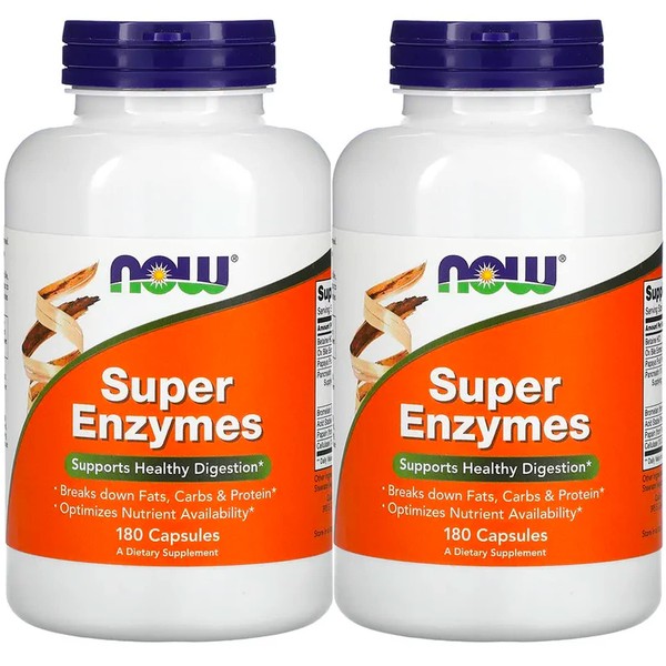 Now Foods Super Enzymes 180 Capsules, 2 Pack