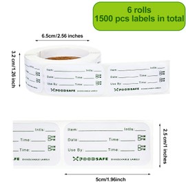 Outus 1500 Pieces Food Labels for Containers 1 x 2 Inch Expiration Date Stickers Waterproof Meal Prep Dissolvable Food Storage Labels Freezer Tape Easy to Write for Home Kitchen Restaurant Supplies