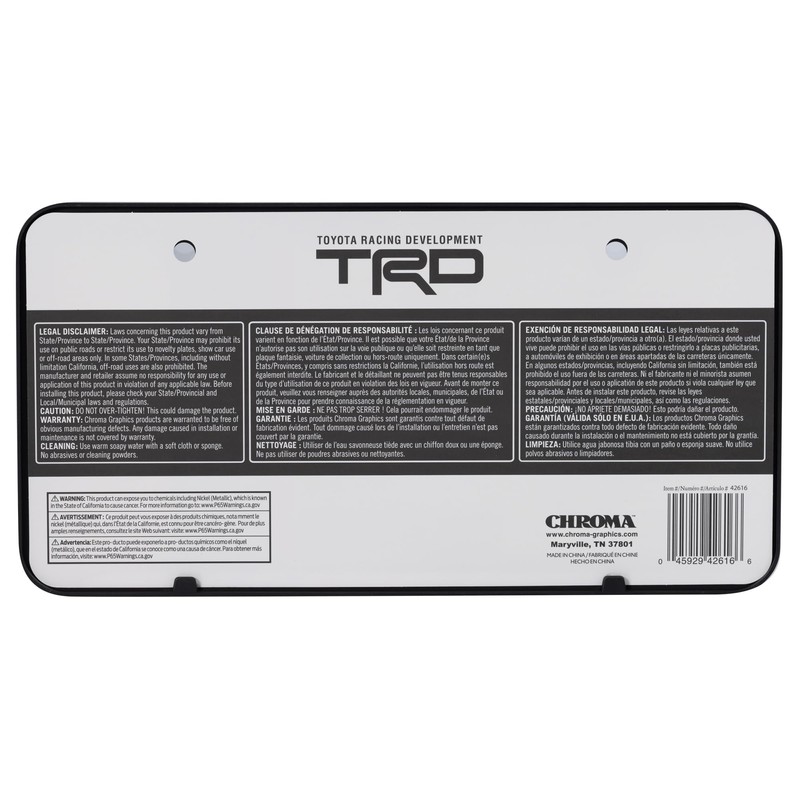 CHROMA 042616 Racing Development TRD Black Metal License Plate Frame