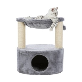 Trixie Baza Grande 24-in Cat Tree, Two Sisal Scratching Posts, Cat Condo and Hammock, Dangling Cat Toy