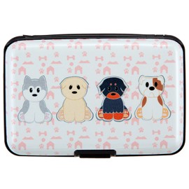 CANTINEY Credit Card Holder RFID Blocking Wallet for Women Men Small Mini Metal Slim Hard Aluminum Business Card Case (Cute Dog Set)