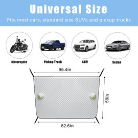 Yourkar Car Windshield Cover for Snow and Ice, Magnetic Windscreen Snow Covers with Side Mirror Cover, Universal Windproof Cover for Automotive Windshield, Car Accessories (Silver)