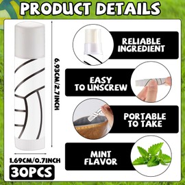 30Pcs Volleyball Lip Balm for Team Gifts Volleyball Party Favors Moisturizing Nourishing Lip Balm Gift Bulk Sports Lips Care for Players Teen Girls Men Women Sports Lovers Team Party Guest Supplies