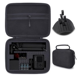 BILIBON Estuche Rígido Cámara de Gopro, Funda Rígida Cámara de Acción, Espuma Antichoque DIY Incorporada, Bolsillo de Malla Integrado para Guardar Cables, Material EVA Duro y Resistente a La Presión