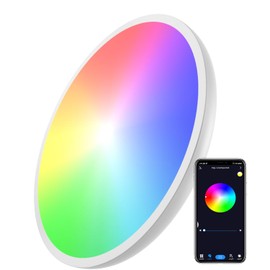 DoHome Smart LED Ceiling Lights RGBCW Color Changing Ceiling Light Work with Alexa Google Home Flush Mount Ceiling Lamp 24W Time Scheduler Dimmable for Living Room, Bedroom