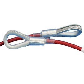 Peakworks OSHA Compliant, Fall Protection 5 ft. Cable Anchor Sling with 2 Eye Rings, PVC Coated Galvanized Cable, 1/4" Thick, Red, V8208005