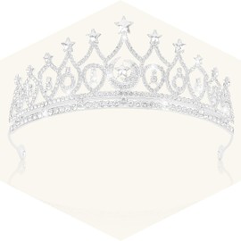 CUBACO Silver Tiaras Crown for Women Crystal Princess Crowns for Little Girls Adult Woman Princess Crown of Stars Moon Headband for Wedding Tiaras for Bridal quinceanera Prom Queen Birthday Party