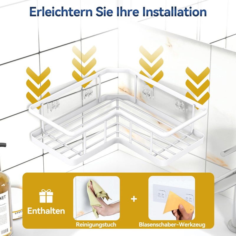 YASONIC Shower Shelf Corner, Shower Shelf No Drilling Bathroom Organiser,