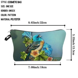 Livel lhood Floral Bird Makeup Bag Cute Small Organizer Bag Travel Toiletry Zipper Pouch Floral Bird Cosmetic Bag Vintage Bird Birthday Present for Bird Lovers Women Friends