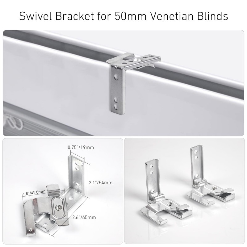 Metal Swivel Bracket for 2"(50mm) Venetian Blinds - L-Shaped Lock