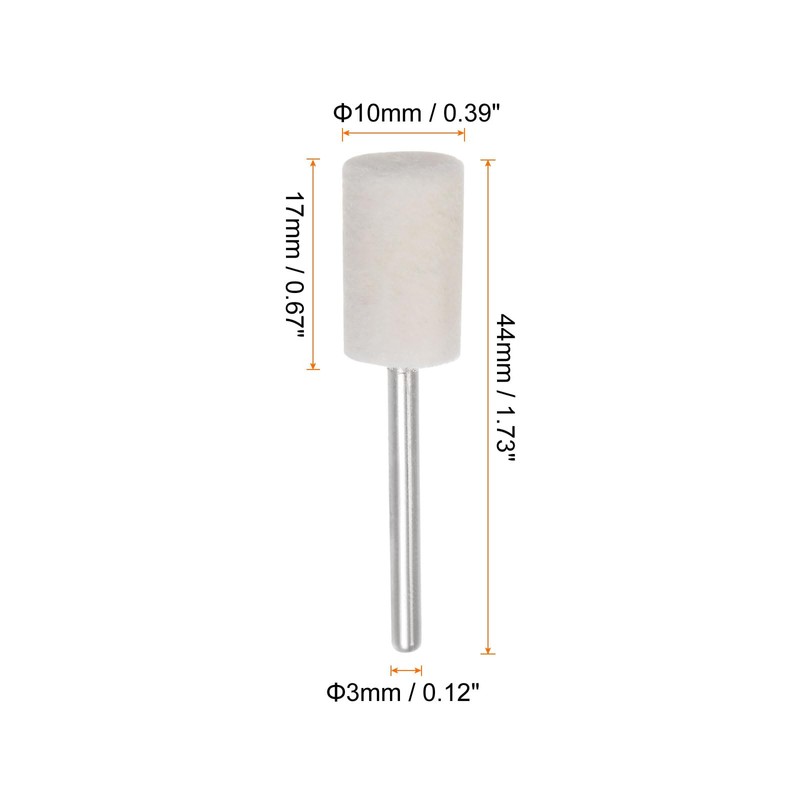 sourcing map 20pcs Wool Felt Mounted Mandrel Points 10mm Head