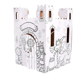 Easy Playhouse Castillo de cuento de hadas – Arte y manualidades para niños para diversión en interiores y exteriores, colorear, dibujar, garabatear – Decora y personaliza un fuerte de cartón, 32" X