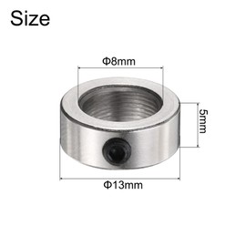 sourcing map 6pcs 8mm Shaft Lock Collar T8 Lead Screw Lock Ring, Stainless Steel Set Screw Collars