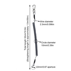 12PCS Fishing Lanyard Spiral Keyring Heavy Duty Retractable Coiled Tether with Carabiner and Split Ring for Pliers, Boating, Tools, Green