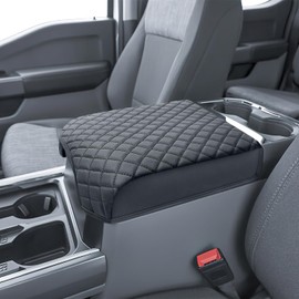 PIMCAR Center Console Cover for 2023-2025 Ford F250 F350 F450 F550 PU Leather Armrest Cushion Protector Interior Accessories(Only fit for Full Bucket Seat)