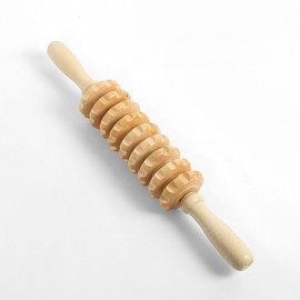 Wooden acupressure roller massage stick