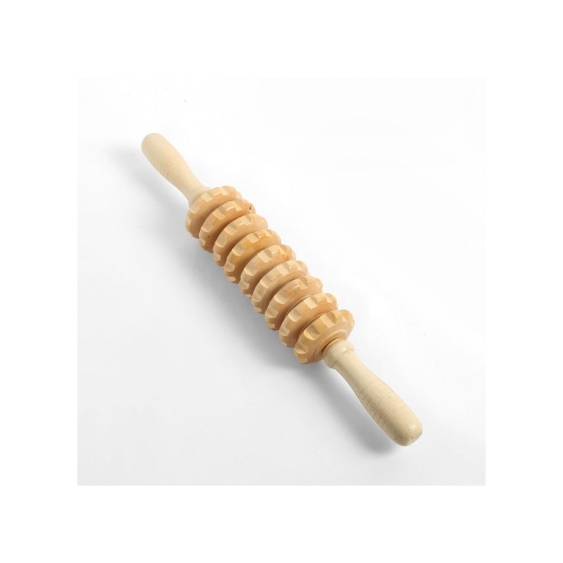 Wooden acupressure roller massage stick