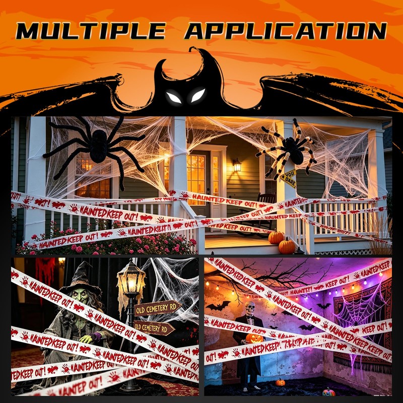 Halloween Window Stickers with Caution Tape 141PCS Halloween Decorations